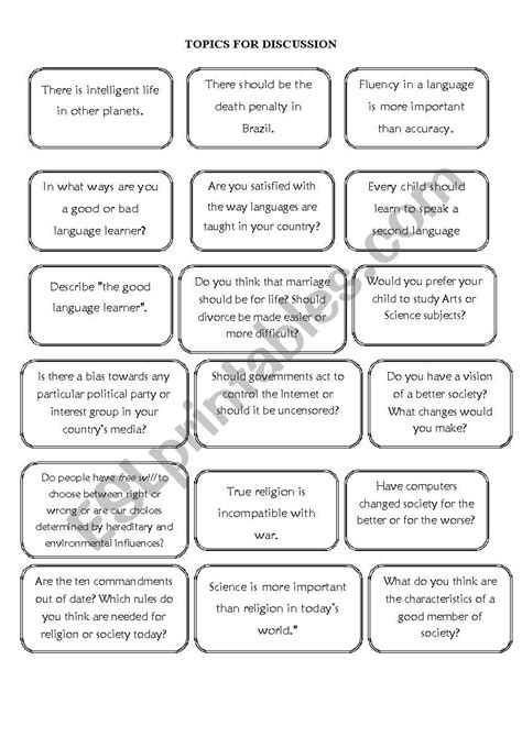 english worksheets topics  discussion