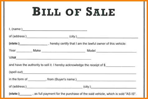 ms word bill  sale template