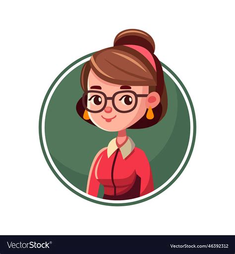 Cute Teacher Young Woman In Glasses Cartoon Vector Image