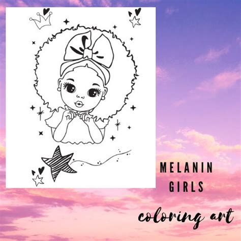coloring page  black girls melanin coloring book natural etsy