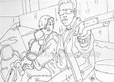 Terminator Coloring Connor Saves T2 sketch template