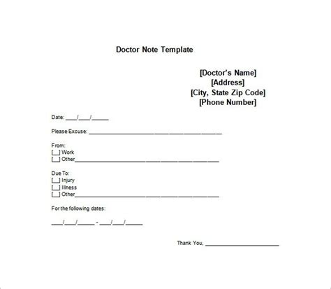 doctors note  work absence   printable templates lab
