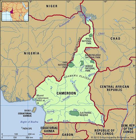 cameroon physical features map includes locator world map europe
