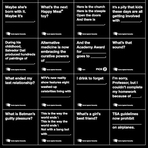 Cards Against Humanity Card Game Examples Hubpages