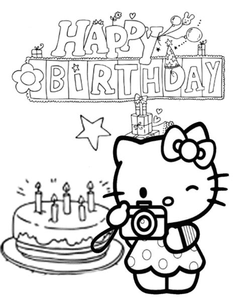 kitty happy birthday coloring pages happy birthday coloring