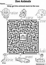 Zoo Marimosou Maze sketch template