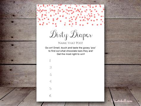 printable  printable dirty diaper game template printable