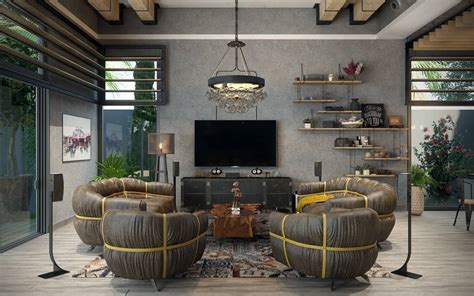 rustic industrial living room ideas  inspire
