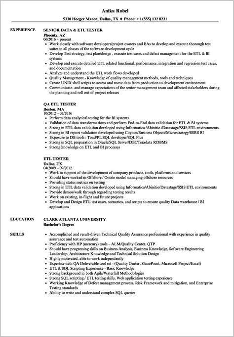 etl qa testing sample resume resume  gallery