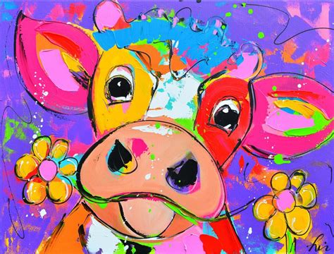 vrolijke koe koeien schilderen schilderij schilderijen ideeen