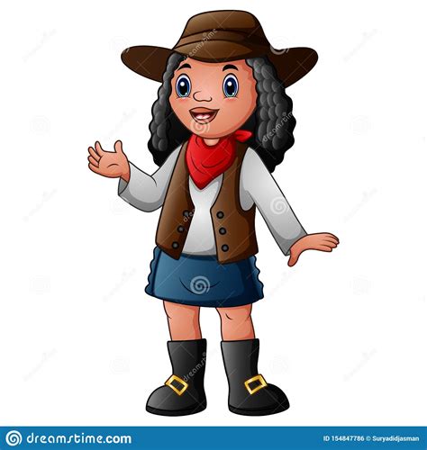 curly hair cowgirl isolated on white background stock vector