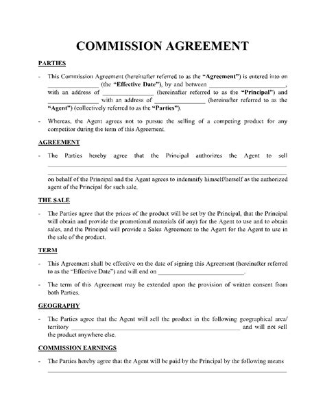 commission sales agreement template