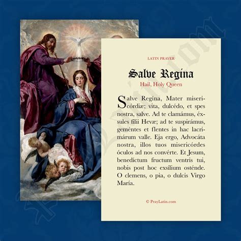 Salve Regina Latin Prayer Card Llc