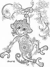 Monkey Mandalas Ausmalen Malvorlagen Erwachsene Ausdrucken Erwachsenen Malbuch Colorare Disegni Singe 8x11 Udskrivning Malesider Zentangle Ausmalbild Pencils Visiter Fantastiques sketch template