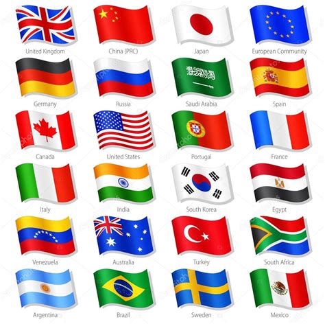 world top countries vector national flags stock illustration