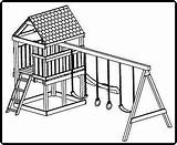 Jungle Gym Plans Swing Set Playhouse Drawing Wooden Kids Playset Plan Play House Build Building Pdf Guides Custom Getdrawings Cubbyhouse sketch template