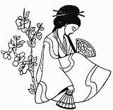 Chinois Asiatique Japonnais Personnages Geishas Dibujos Coloriages Asiaticas Geisha Publicada Gueixa Gratuit Tatuagem sketch template