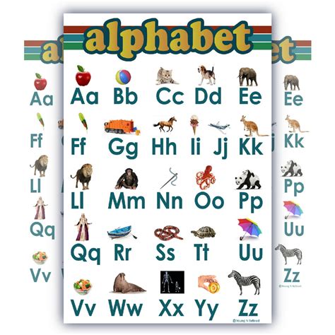 abc alphabet chart  teaching clear white laminated child bedroom