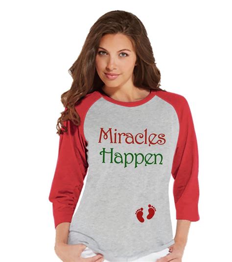 miracles happen shirt red raglan shirt pregnancy announcement christmas baby reveal