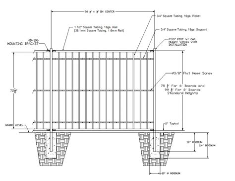 fence section plan layout file cadbull