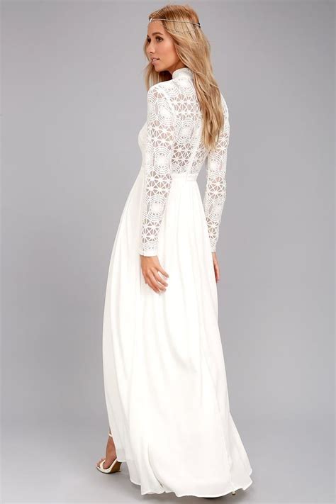 In Dreams White Long Sleeve Lace Maxi Dress Long Sleeve Lace Maxi