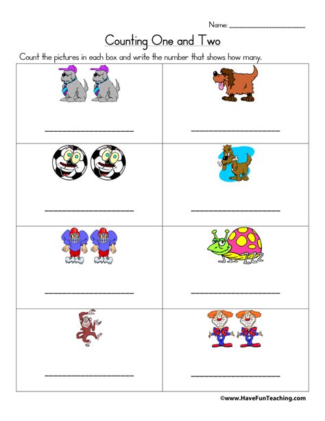 counting pictures worksheets  fun teaching