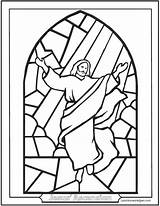 Ascension Coloring Pages Jesus Stained Glass Window Printable Rosary Easter Bible Ascending Saintanneshelper Colouring Heaven Color Sheets Kids Patterns Adult sketch template