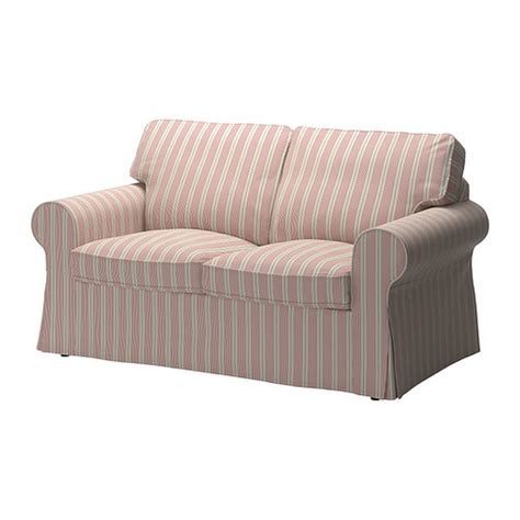 ikea ektorp  seat sofa slipcover loveseat cover mobacka red cabana ticking stripes red beige
