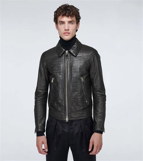 tom ford exclusive to mytheresa crocodile effect leather jacket in