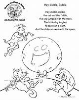 Nursery Coloring Diddle Rhymes Pages Hey Rhyme Printable Preschool Go Dog Kids Reading Cow Color Moon Over Print Activities Crafts sketch template