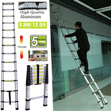 ft heavy duty aluminum telescopic ladder extension ladder