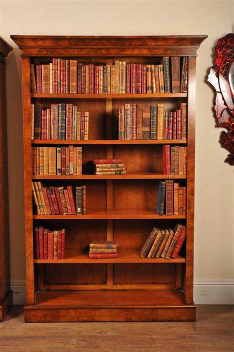 pair walnut victorian bookcases open book case