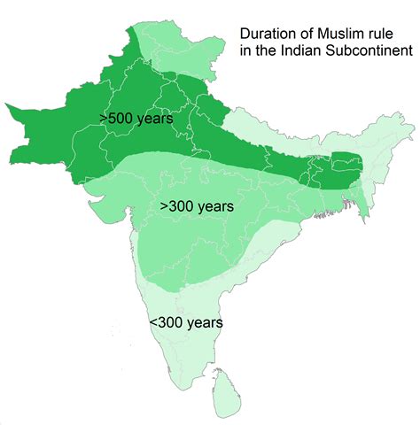 duration  muslim rule  indian subcontinent showing