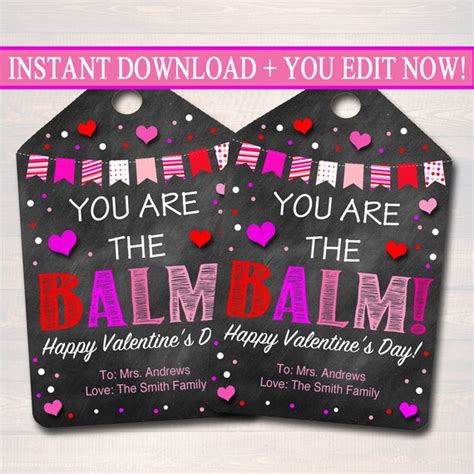 editable youre  balm valentines day gift tags etsy