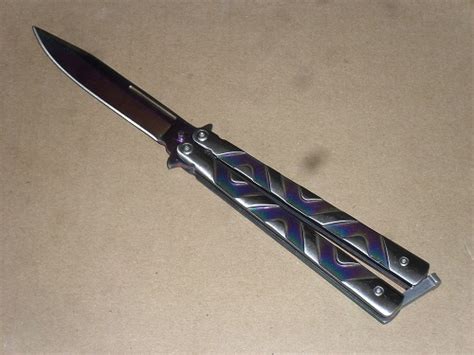 Balisong 9 Inch Heavy All Rainbow X O Folding Butterfly Knife