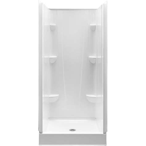 white  piece alcove shower kit common      actual