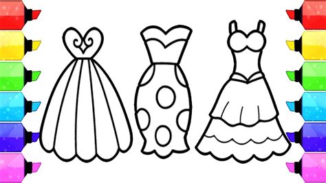 coloring pages dresses  girls   draw dresses  color