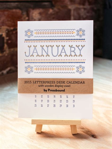 letterpress desk calendar with folk art themed illustrations 29 2015 desk calendars