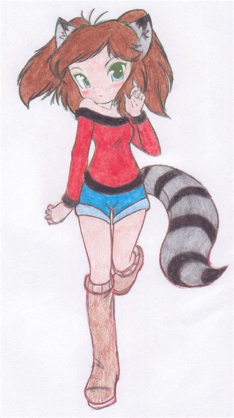 raccoon girl  skyblue  deviantart