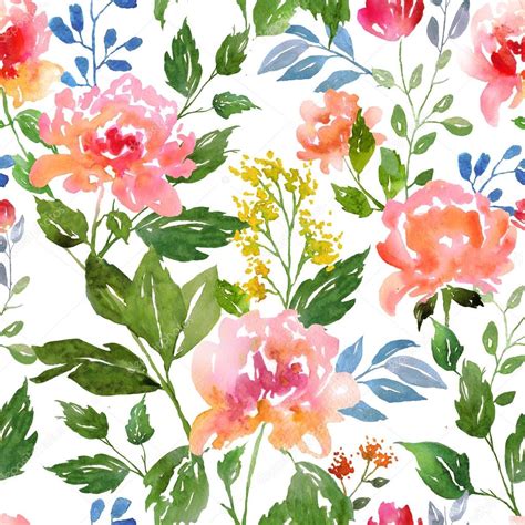 watercolor floral pattern stock photo  yaskii