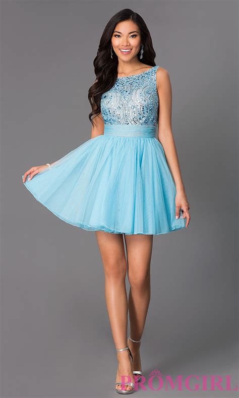 Gorgeous Beaded Short Dress In Light Blue By Sherri Hill Dress Style