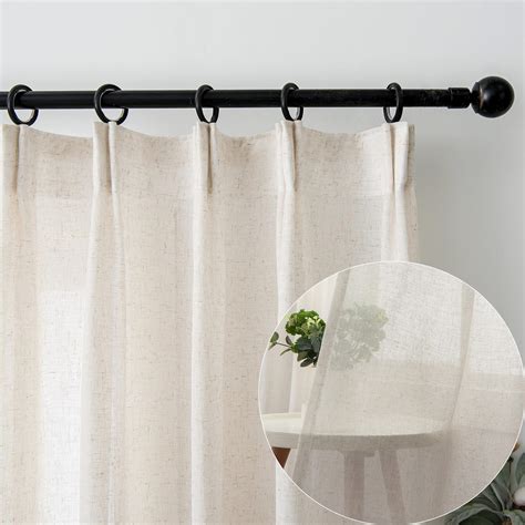 ftinala sheer curtains  inches long faux linen curtains pinch pleat