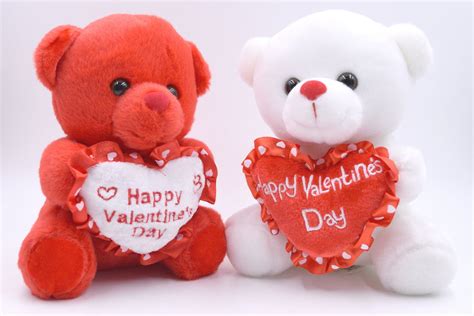 set   happy valentines day red  white heart love  plush teddy