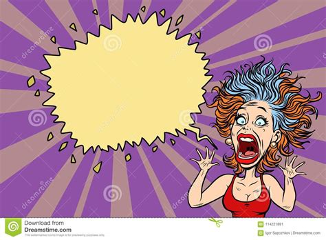 the woman screams in horror stock vector illustration of afraid
