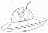 Alien Drawing Spaceship Draw Coloring Pages Simple Ship Space Drawings Tumblr Ufo Easy Drawn Statek Kosmiczny Cartoon Printable Supercoloring Color sketch template