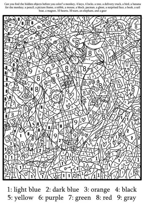 advanced color  number coloring page  printable coloring
