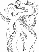 Tentacles Getdrawings Octopus Colorful Depths sketch template
