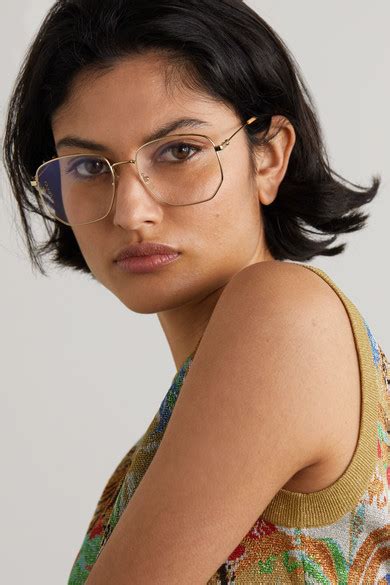 gucci hexagon frame gold tone and acetate optical glasses net a