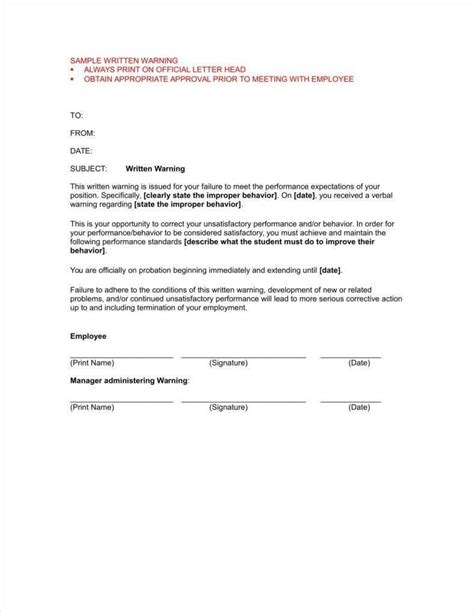 sample warning letter  employee  tardiness amulette