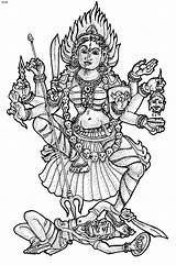 Coloring Pages Hindu Gods Drawing God Kali Goddess Drawings Indian Shiva Colouring Simple Durga Line Color Maa Goddesses Books Sketch sketch template
